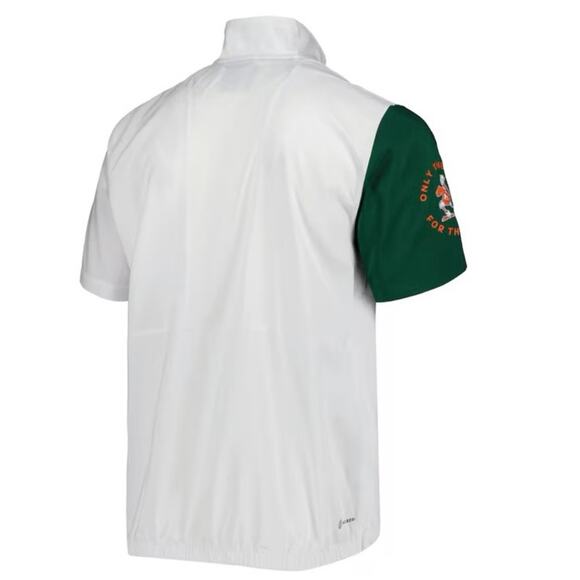 Men's adidas White Miami Hurricanes M STM AEROREADY Half-Zip Jacket - Picture 2 of 11